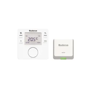 Buderus Logamatic RC210 RF oda kumandası (solda) MX100 kablosuz bağlantı modülü (sağda)