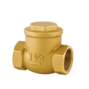 1 1/4" DN32 ölçüsünde, CuZn40Pb2 pirinçten üretilmiş çalpara çekvalf; dişli bağlantı ve tek yönlü akış sistemiyle.